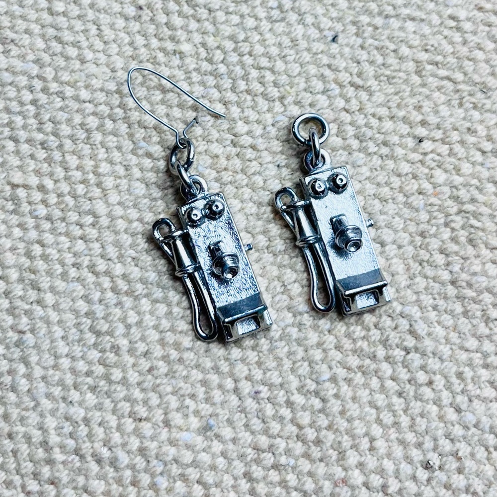 VTG 1980s Silver-Toned Telephone Earrings